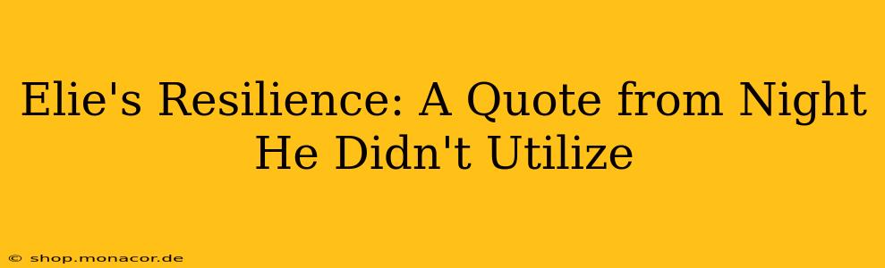 Elie's Resilience: A Quote from Night He Didn't Utilize