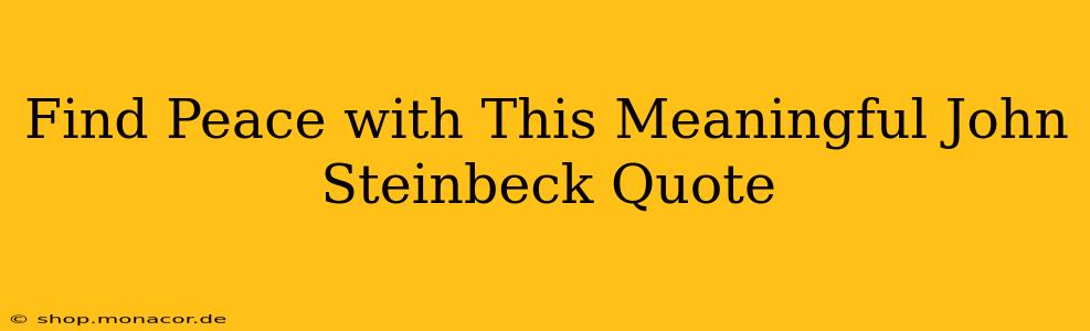 Find Peace with This Meaningful John Steinbeck Quote
