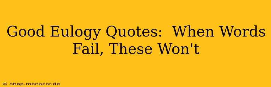 Good Eulogy Quotes:  When Words Fail, These Won't