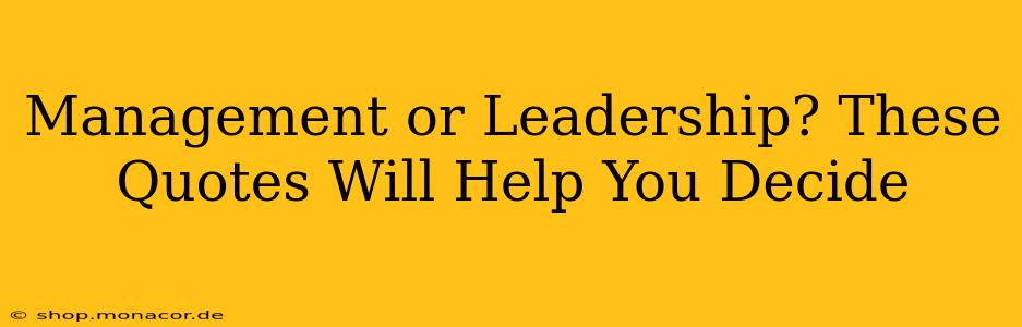Management or Leadership? These Quotes Will Help You Decide
