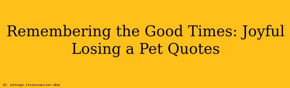 Remembering the Good Times: Joyful Losing a Pet Quotes