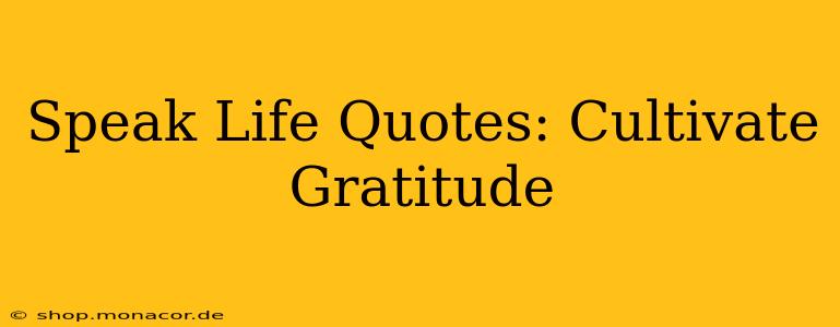 Speak Life Quotes: Cultivate Gratitude
