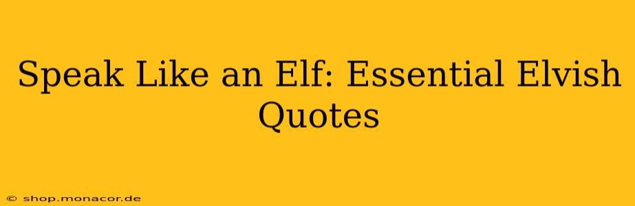 Speak Like an Elf: Essential Elvish Quotes