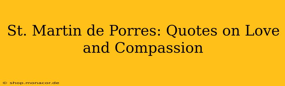 St. Martin de Porres: Quotes on Love and Compassion