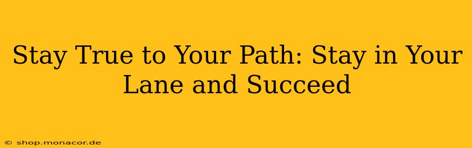 Stay True to Your Path: Stay in Your Lane and Succeed